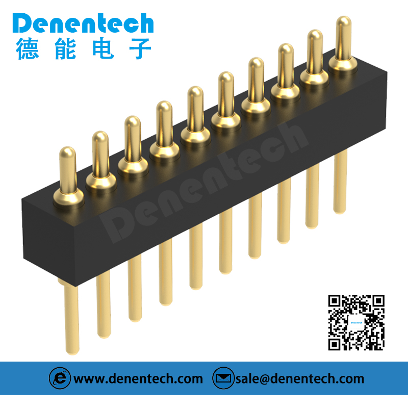Denentech best selling 1.27MM pogo pin H2.0MM single row male straight pogo pin connector circle